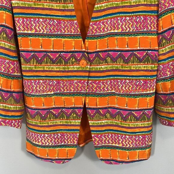 August Silk Colorful Patterned Blazer size 6 - Picture 4 of 5